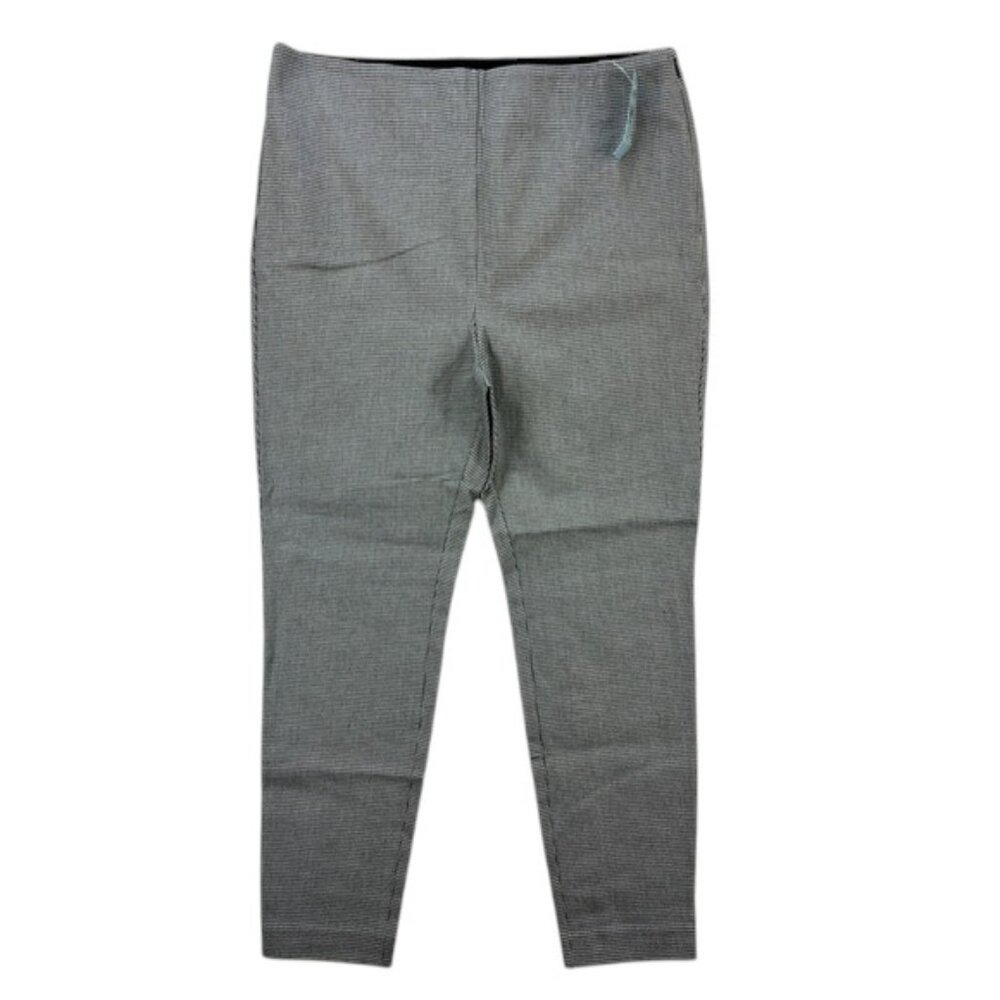 LOFT High Waist Skinny Pants Womens 12P Gray Houndstooth Check Stretch NWT